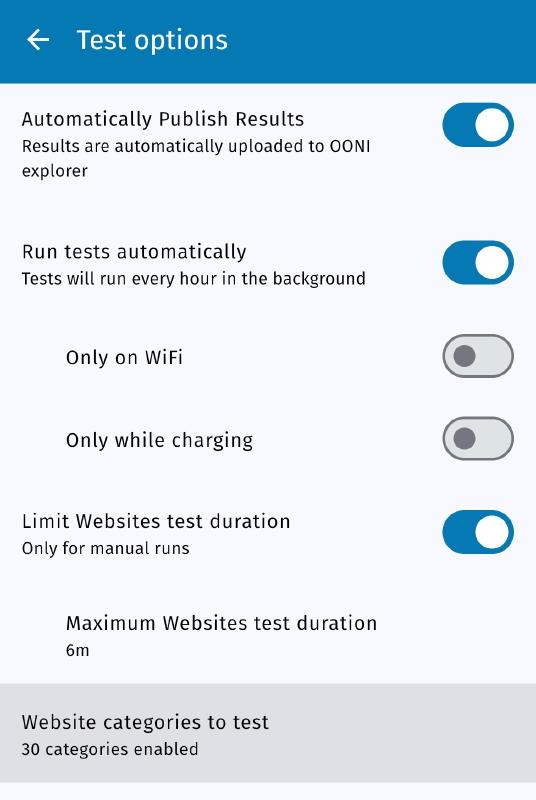 Tap website categories